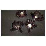 4 purple glass oil light holders