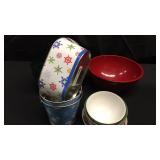 Box of Christmas bowls and dishes