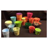 Box of assorted tins