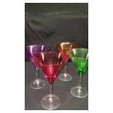 8 large multicolor martini glasses