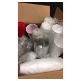 Miscellaneous box of plastic and Styrofoam cups