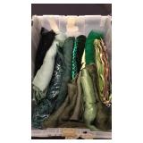 Box of green colored tablecloth