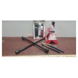 New 2-ton jack stand, 22-pc long arm hex key set