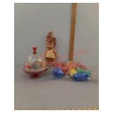 Lot of vintage toys Tupperware toys spinning top