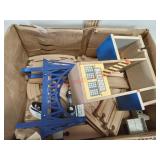 Wooden train set with bridge and station