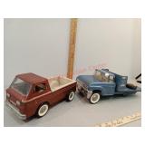 Structure farms trucks, wheels broken as shown