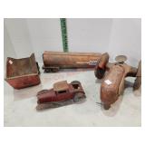 Steel toy lot, tractor, semi trailer & more.