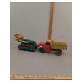 Lot of vintage metal tractor and dump truck