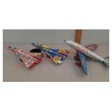 3 tin airplane toys
