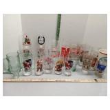 Coca-Cola various glasses, Santa collectibles,