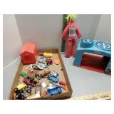 Little tikes toy garage, tootsie toy, roadster