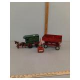 Lot of cast iron carriage and horse with toy
