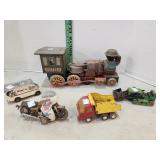 Steel toy lot, trucks, trail & more.