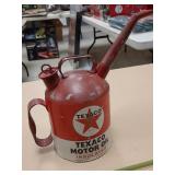 rustic look Texaco metal oil can deco