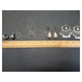 * 4 pairs assorted silver tone & enamel earrings