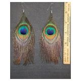 * Peacock feather earrings