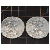 2 qty 2010 Silver Eagle 1oz 999 rounds
