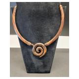 * Hand carved Koa wood spiral statement necklace