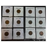 * 6 Wheat Pennies, 6 Indian Head Cents