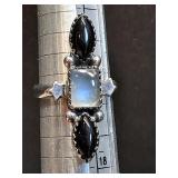 * Sterling silver onyx & moonstone ring 5.77
