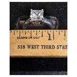 * Sterling silver square cut cubic zirconia ring