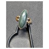 * Marquis cut jade sterling silver ring size 7