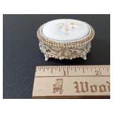 Vintage Trinket Box with Hand Painted China Top