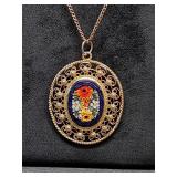* Vintage micro mosaic pendant necklace
