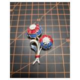 Holy craft flower broach enamel patriotic.