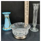 Vintage Germany,  etched glass bud vase &