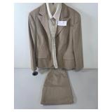 Rena Lange suit with silk blouse, vintage