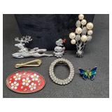 * Vintage brooches, some marked