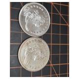 2 qty 1oz .999 Silver rounds