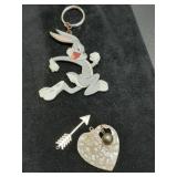 * heart pendant,  Buggs Bunny key ring