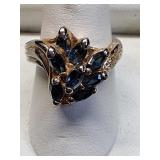 * cluster gold? toned cocktail ring w marquis cut