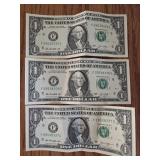 2013 consecutive serial # one dollar bills $1
