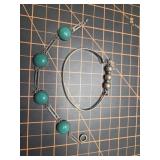 2 silver bracelets, chryophrase stones