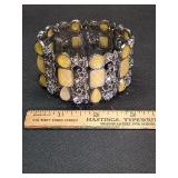 * Vintage style silver tone & yellow shimmery