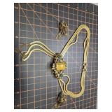 Gold tone tiger eye choker necklace and earrings