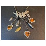 * Vintage silver necklace stone charms