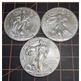 3 qty 2017 1oz .999 Silver Eagles