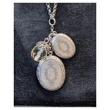 * Silver toned dual locket necklace