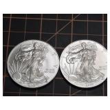 2 qty 2010 1oz .999 Silver Eagles