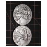 2 qty 2017 1oz .999 Silver Eagles