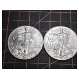 2 qty 2010, 1oz .999 Silver Eagles