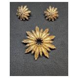 * Gold toned Avon brooch & matching clip-on