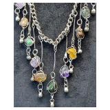 * Vintage silver toned necklace w natural stone