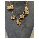 * Vintage gold plated Kitty charm necklace