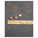 * Gold tone flower necklace & matching earrings