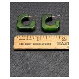 * Green resin or plastic pierced earrings